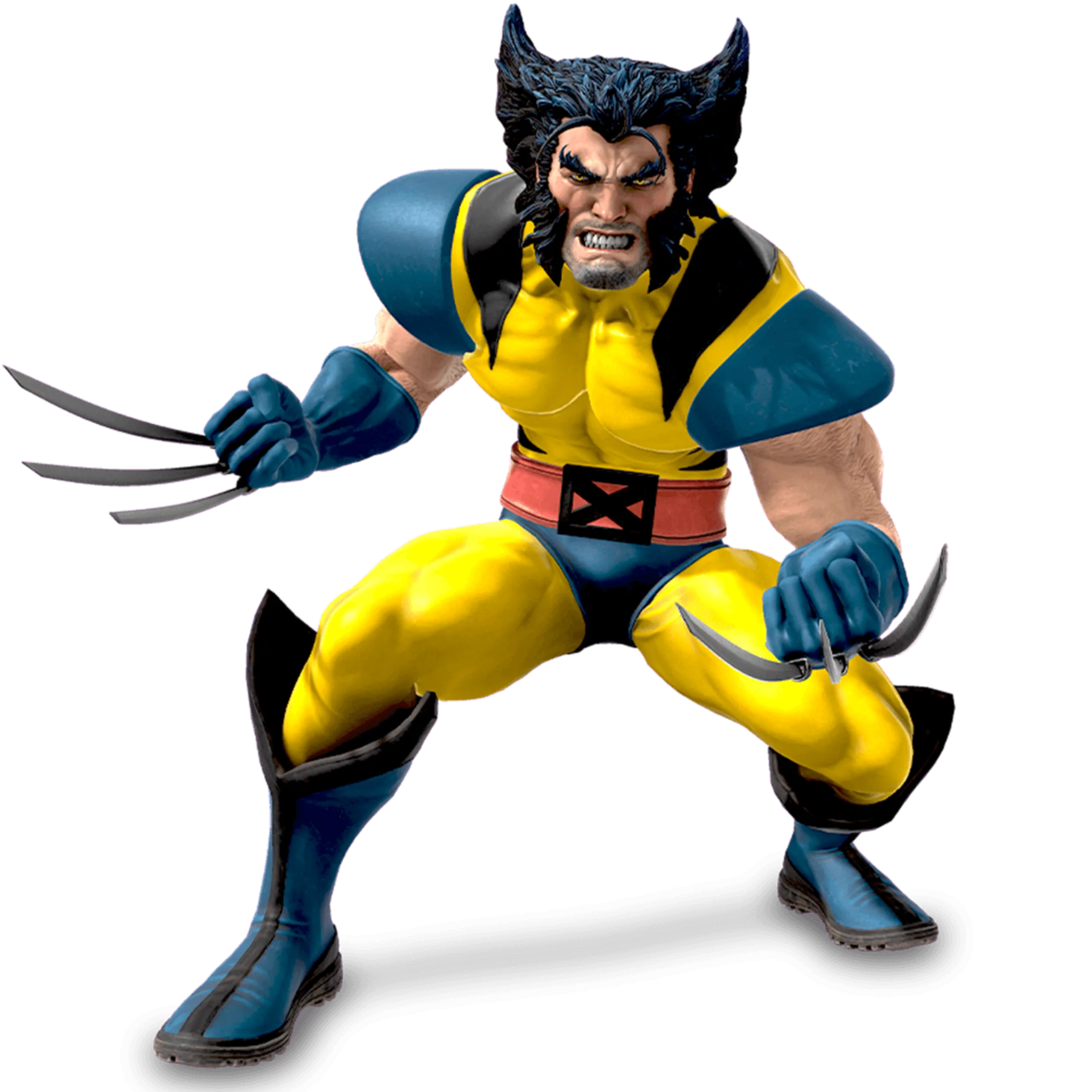 First Wolverine figure, classic yellow and blue suit with claws out